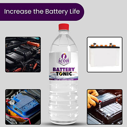 Icon Plus Distilled Water / Battery Tonic – 500ML & 1L | Maintain Car Battery Performance & Extend Battery Life