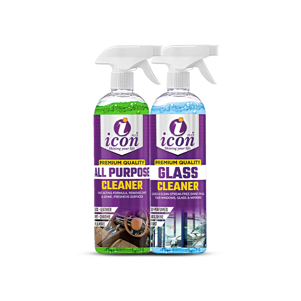 Icon Plus All-Purpose Cleaner and Glass Cleaner Combo 500ML – Multi-Surface and Streak-Free Cleaning Spray for Cars and Home