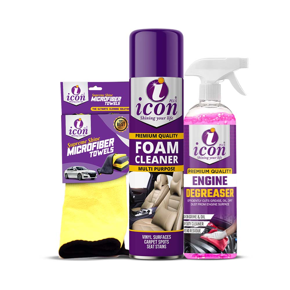 Cleaner Trio Plus car care set – powerful three-in-one cleaning kit for car exterior, interior, and glass surfaces for a spotless shine.