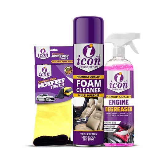 Cleaner Trio Plus car care set – powerful three-in-one cleaning kit for car exterior, interior, and glass surfaces for a spotless shine.