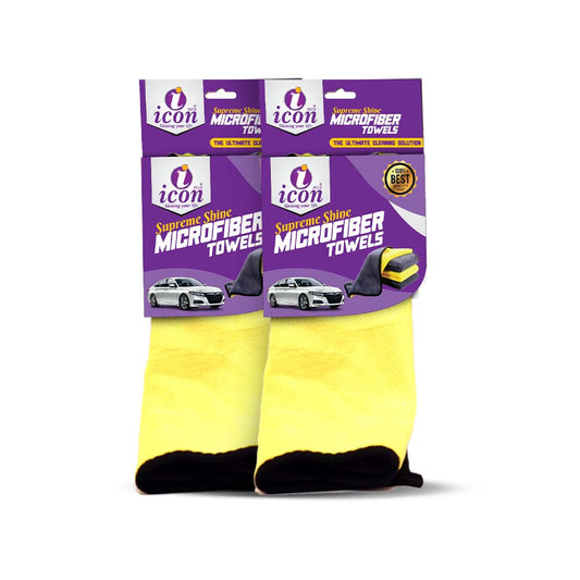 Two microfiber cleaning cloths, 30x40 cm, 600 GSM, soft and absorbent for streak-free car cleaning, polishing, and detailing