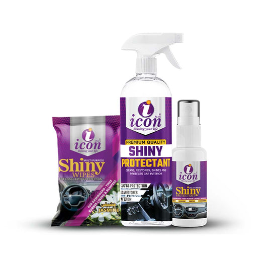 Icon Plus Shiny Protectant Bundle – Dashboard Polish Spray and Shine Wipes for Car Interior Care and UV Protection