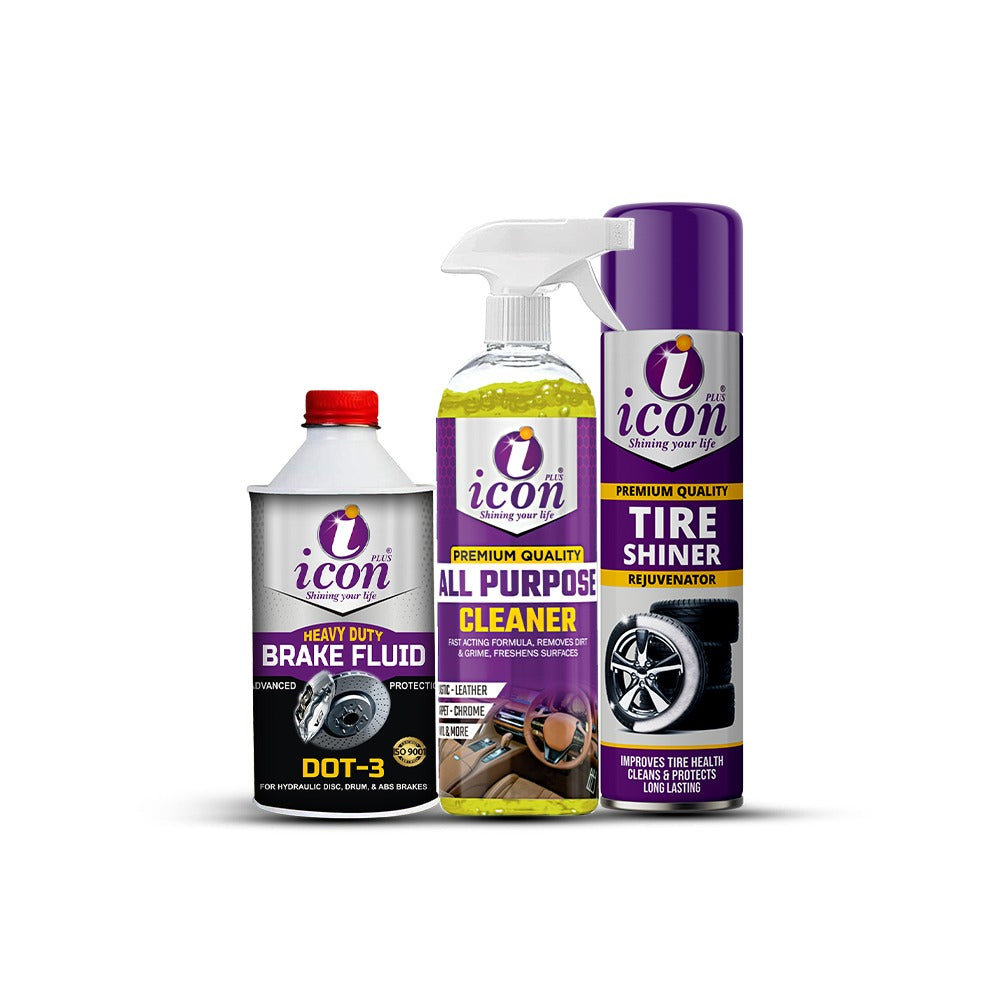 icon brand automotive care products including brake fluid, cleaner, and tire shiner Bike tire care Bike safety smooth ride fast ride safe ride good ride clean ride clean bike clean vichele
