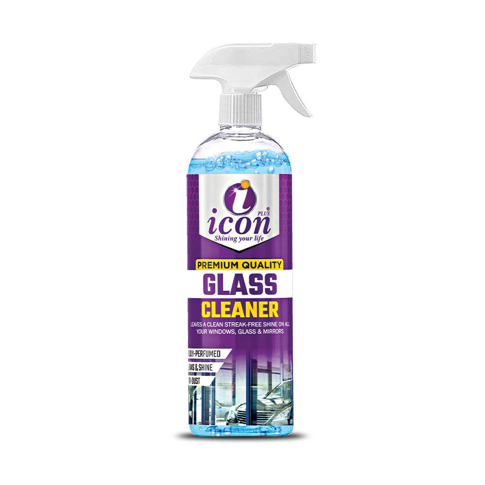 Icon Plus glass cleaner – powerful automotive glass cleaning spray for crystal-clear visibility, streak-free shine, and easy dirt removal.