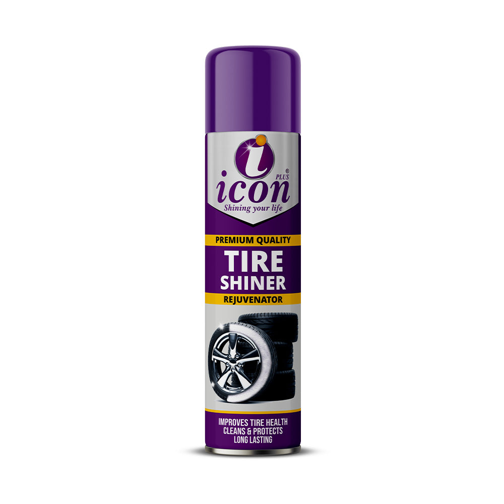 Tire shiner spray for cars, restores black shine, protects rubber from cracking, and gives tires a clean, glossy finish