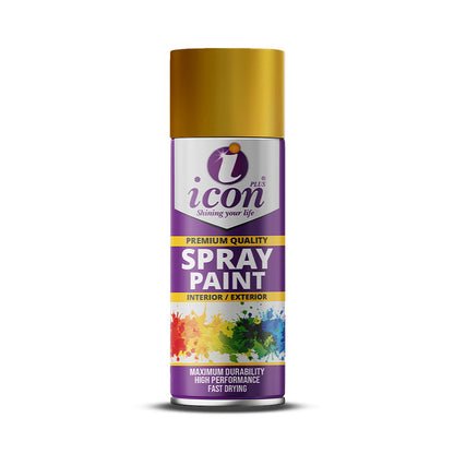 Icon Plus Metallic Gold Spray Paint 300ml for furniture and metal crafts.