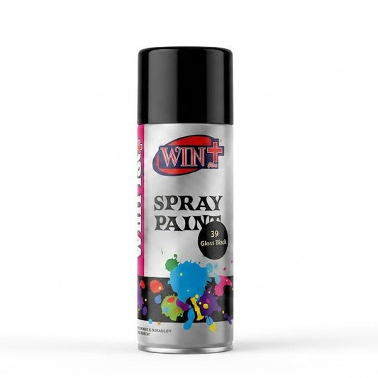 WinPlus Gloss Black Spray Paint 300ml high shine aerosol paint for metal wood plastic and car refinishing