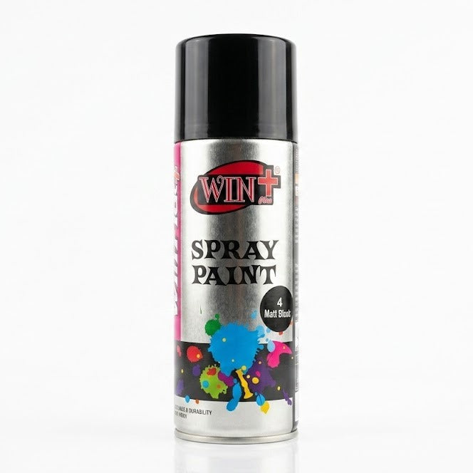 WinPlus Matt Black Spray Paint 300ml matte aerosol paint for metal furniture automotive and DIY applications