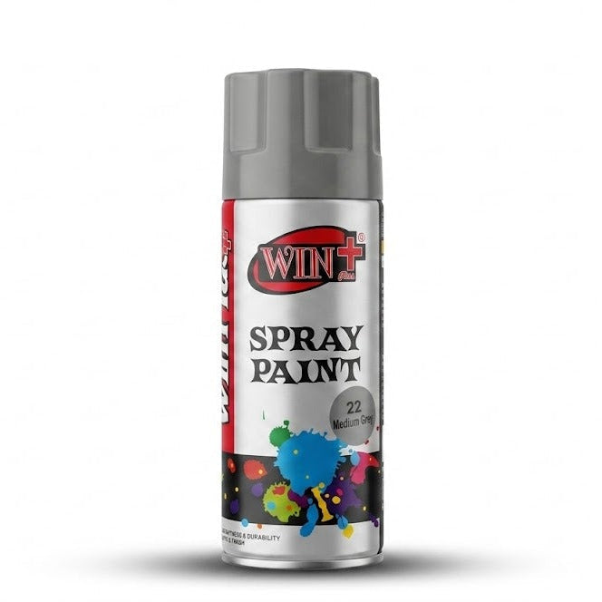 WinPlus Medium Grey Spray Paint 300ml gloss aerosol paint for furniture metal plastic and automotive projects