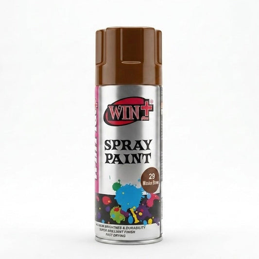 WinPlus Mission Brown Spray Paint 300ml gloss aerosol paint for wood metal furniture and home déco