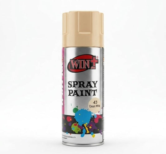 WinPlus Cream White Spray Paint 300ml aerosol can with gloss finish for metal wood plastic and DIY projects