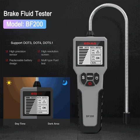 BF200 Digital Brake Fluid Tester for DOT3, DOT4, DOT5.1 Water Content Detector LED Display Oil Quality Test Pen Car Accessories