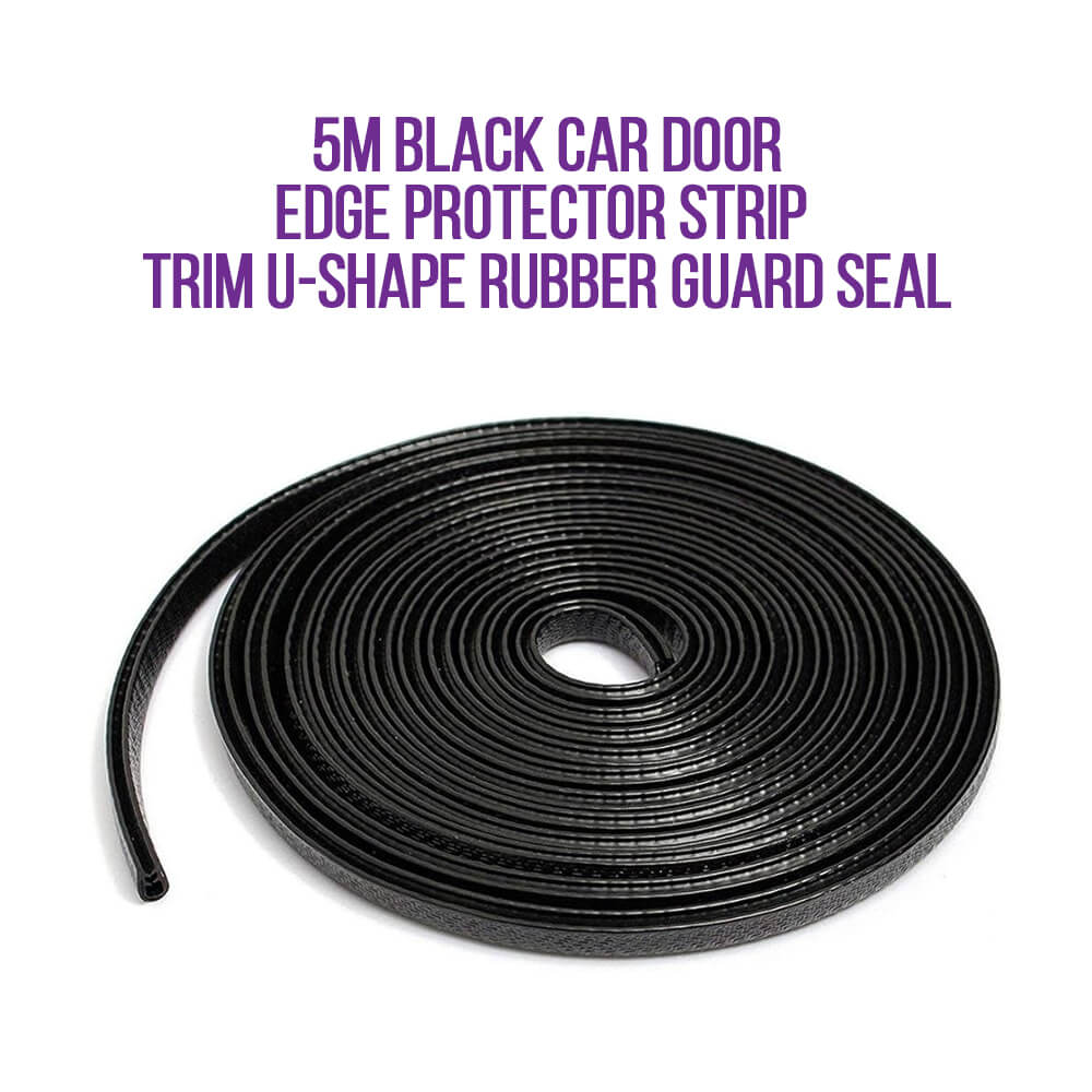 5M Black Car Door Edge Protector Strip Trim U-Shape Rubber Guard Seal