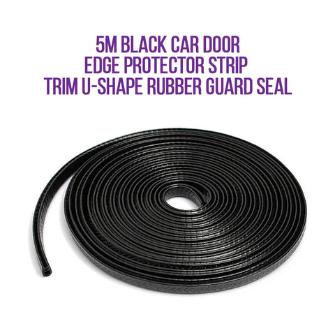 5M Black Car Door Edge Protector Strip Trim U-Shape Rubber Guard Seal