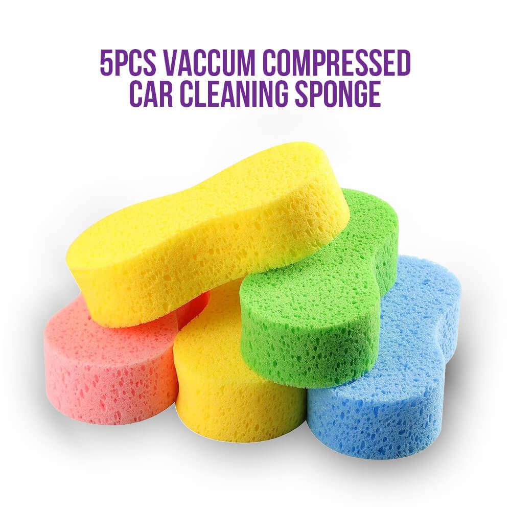 5 Pcs Vacuum Compressed Car Cleaning Washing Sponge