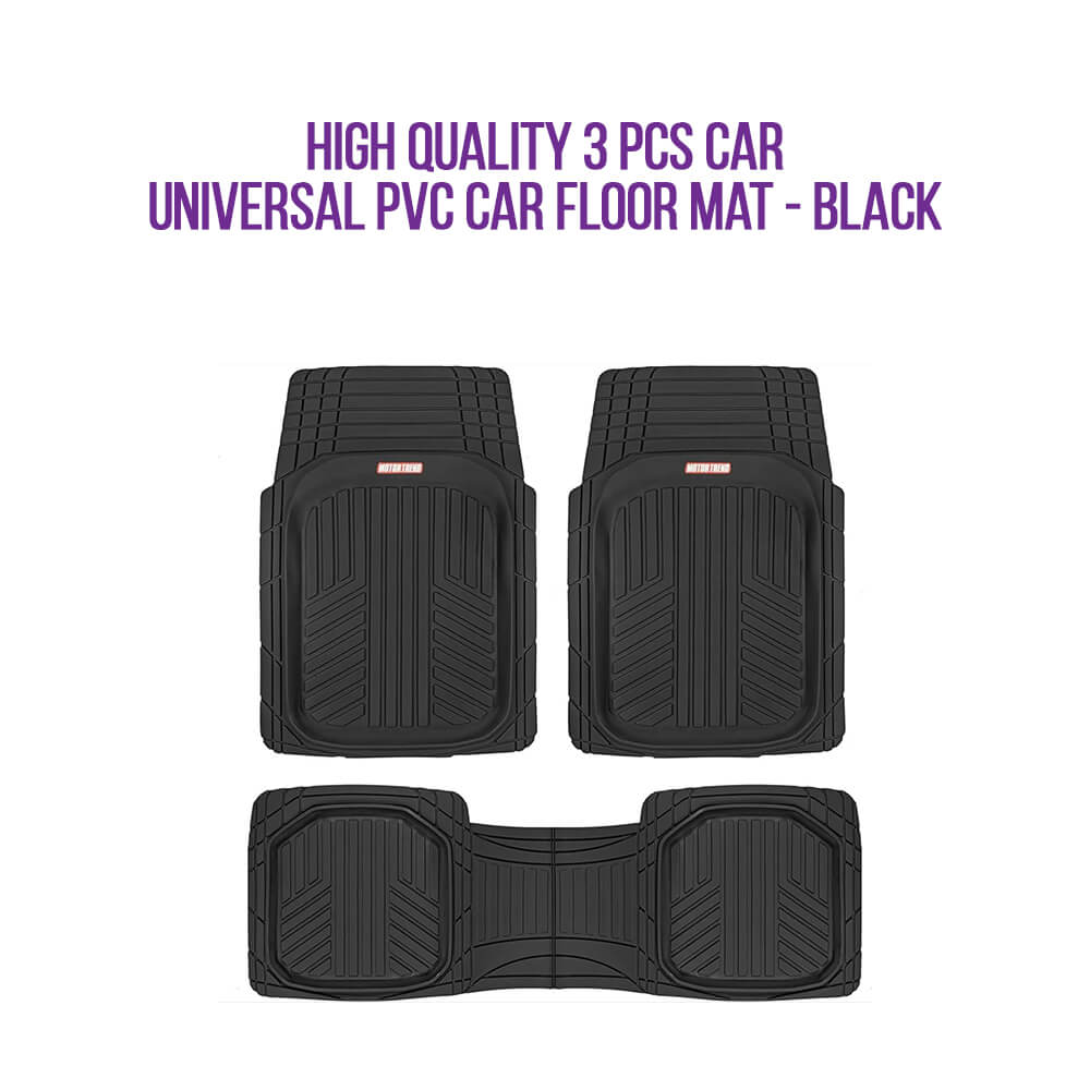High Quality 3 Pcs Car Universal PVC Floor Mats - Black