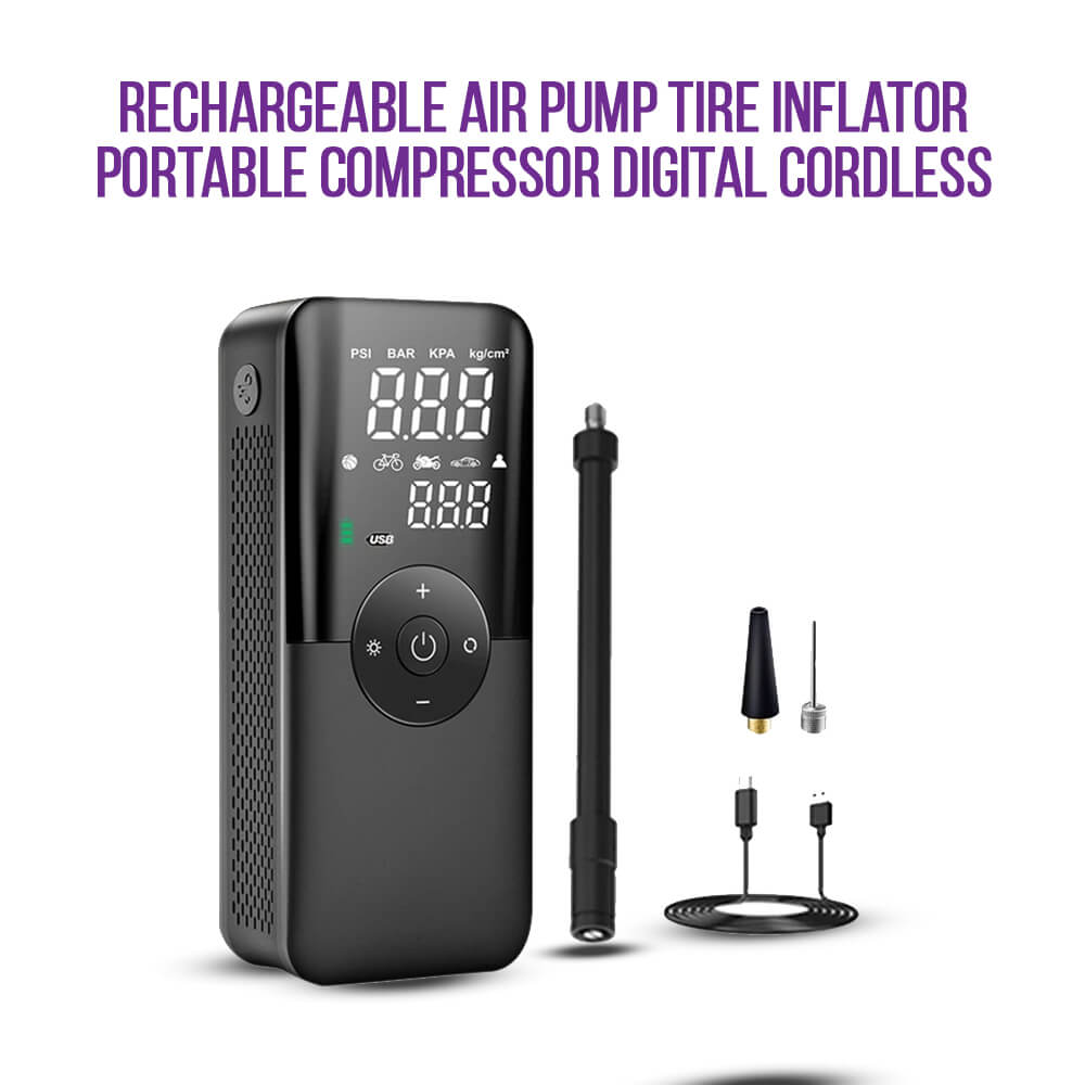 Rechargeable Air Pump Tire Inflator Portable Compressor Digital Cordless